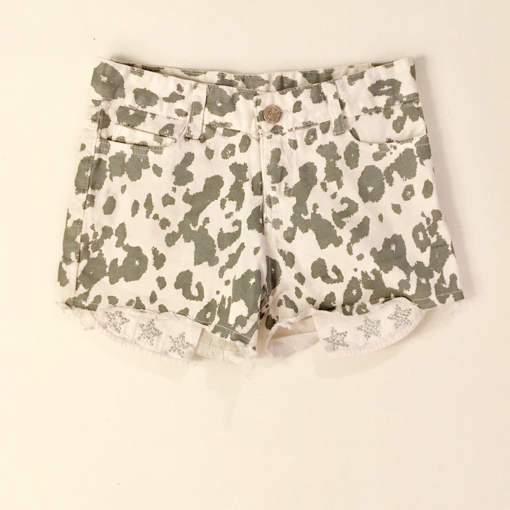 Girls' Leopard Print Denim Shorts